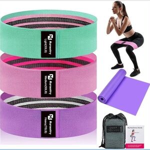 Hip Resistance Bands Set with Exercise Band, 3 Levels, Carry Bag and Guide